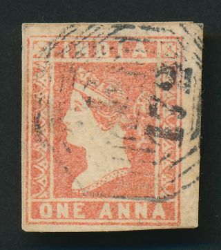 India Stamp 1854 Singapore Z62 1a Dull Red Litho B172 Cancel,  Very Fine
