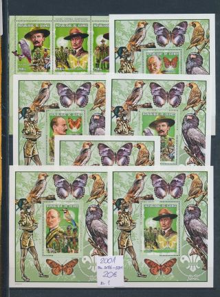 Gx03656 Guinea 2001 Scouts & Butterflies Sheets Xxl Mnh Cv 20 Eur