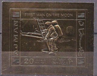 Ajman 1970 Space Armstrong First Man On The Moon Gold Spazio Imperf Mnh