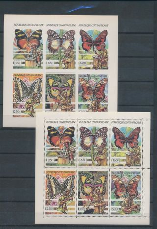 Gx03603 Central Africa 1989 Perf/imperf Scouts Butterflies Sheets Xxl Mnh