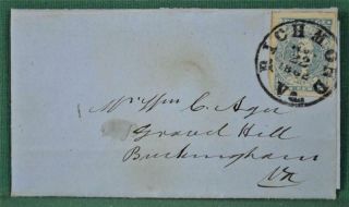 Usa America Confederate Stamp Cover 1862 To Grand Hill From Richmond (c41)