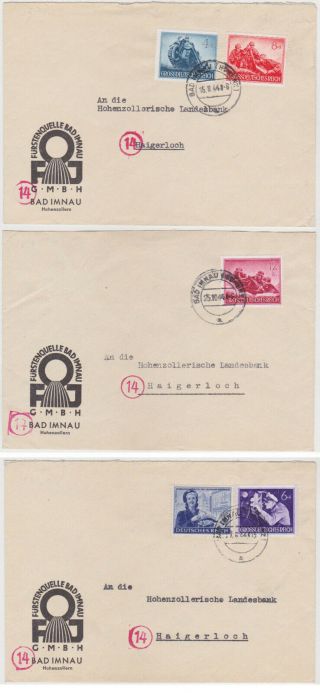 Germany Dr 1944 Commerc.  Covers (3) Bad Imnau Frankings (correct)