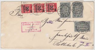 Germany Dr 1923 (9.  9. ) Inflat.  Cover Leipzig Franking/taxe Percue Expert.