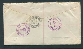 PITCAIRN ISLAND 195O REGISTERED 6D RATE COMMERCIAL COVER TO USA WITH LETTER. 2