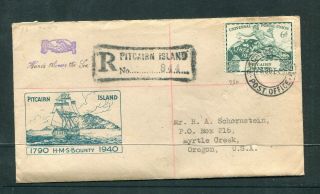 Pitcairn Island 1949 Registered 6d Upu Commercial Cover To Usa With Letter.