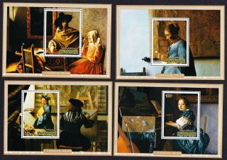 Rwanda 300th Death Anniversary Of Jan Vermeer Paintings 4 Mss Mnh Sg Ms687