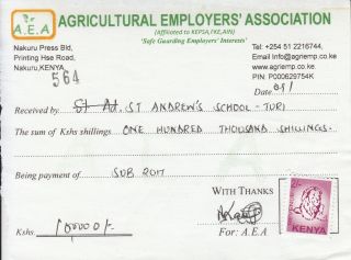 2017 Kenya 2/ - Lion Revenue On Agricultural Employers Receipt - Colourful