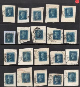 Qv Sg45 2d Blue Plate 9 On Piece X 20 Stamps Lot 2