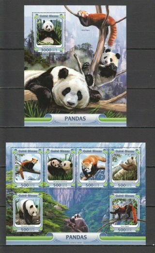 St878 2016 Guinea - Bissau Animals Fauna Wild Pandas 1kb,  1bl Mnh Stamps