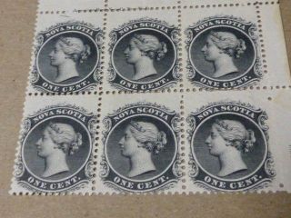 Block Of 6 Nova Scotia One Cent Stamps Gum Present 4