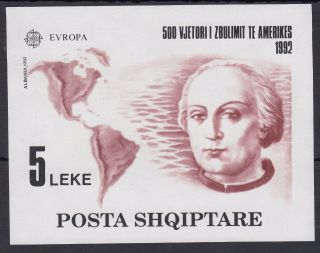 Albania Albanien 1992 Columbus Souvenir Sheet Europe Cept Europa - No Gum