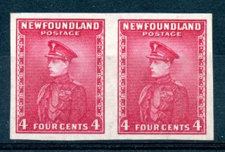 Weeda Newfoundland 189a Vf Mnh Imperf Pair,  4c Rose Lake 1932 - 37 Issue Cv $112,