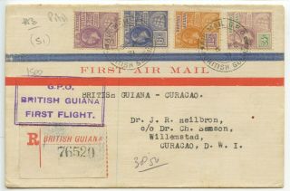 British Guiana 1931.  2.  6 First Airmail Cover To Curacao - Registered
