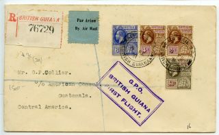 British Guiana 1931.  2.  6 First Airmail Cover To Guatemala - Registered