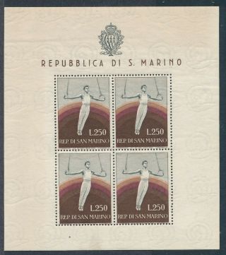 San Marino 355a 1955 250l Gymnastics Sport Sheetlet Of 4
