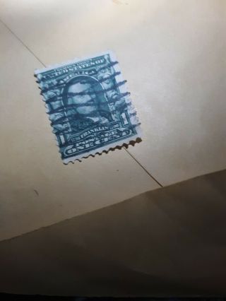 (sideways) Benjamin Franklin Stamp Rare Antique 1907 1 Cent Stamp 100 Authentic
