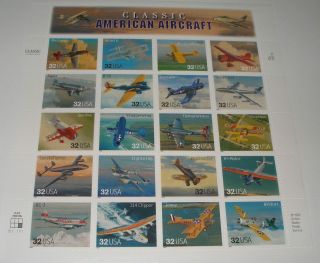 Us Scott 3142 Pane Of 20 Classic American Aircraft Stamps 32 Cent Nh