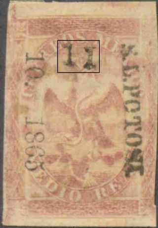 Mexico.  1864 - 1866.  Eagle.  ½r.  Slp.  10 - 1865.  Sub11 (1865).  Tula De T.  Mog/hr.  Me0623