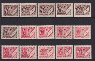 Slovakia Stamps Sc J24 - J38 Mnh Cv$25