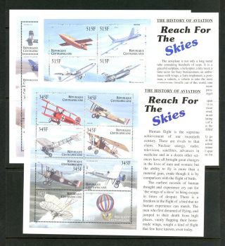 Central Africa 2000 1331 - 3 Aviation Airplanes Aircraft Sheets Mnh H513