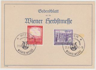Germany Dr Austria 1941 (21.  9. ) Illustr.  Pc Wien Autumn Fair Mi 804/05 Pm