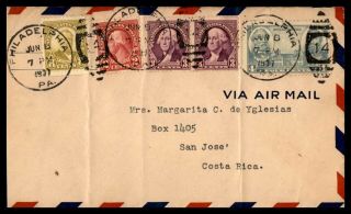Mayfairstamps 137 Us Philadelphia To Costa Rica Creased Airmail Cover Wwb44717