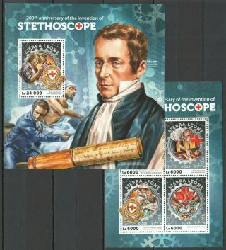 St427 2016 Sierra Leone Red Corss The Invention Of Stethoscope Kb,  Bl Mnh Stamps