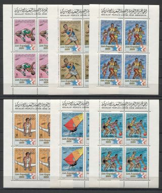Libya Olympics Basketball Space Jo (usa) 1984 6v Sheets Of 4 Mnh
