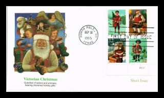 Us Cover Victorian Christmas Sheet Issue Fdc Block Santa Claus Fleetwood Cachet