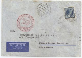 1938 Germany / Luxembourg Mixed Franking Zeppelin Cover To Argentina