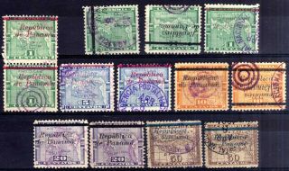 Panama 1904 Italic Opt.  Selection,  Some Varieties,  13 Stamps