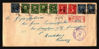 Us 1902 Registered Cover Galveston To Germany / Ny Label - Z19221