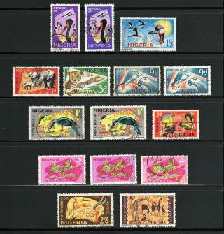 Nigeria - - Animals - - 15 Diff From 1965 - 72 - - Imprint Varieties - - Cv $24.  40