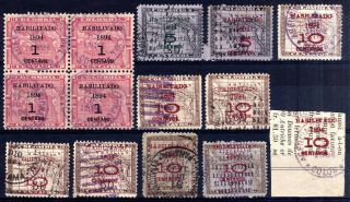 Panama 1894 Habilitado Surcharges Selection,  Some Varieties,  14 Stamps