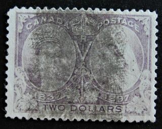 Can 62 2$ Queen Victoria Dark Purple Jubilee Issue 1897 Cat 600 Us