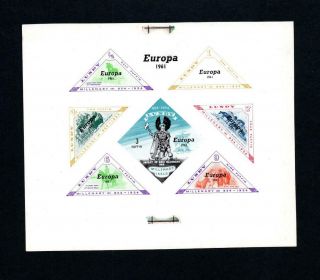 Lundy: 1961 Europa Sheetlet Unmounted Larger Format,  Brown Omitted From 1p