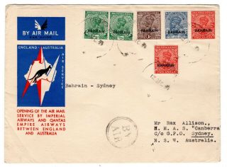 1934 Bahrain To Australia Imperial Airways First Flight Cover.