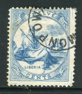 Liberia; 1860 Classic Early Issue Fine 12c.  Value
