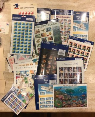 Us Postage Stamps Face Value $200,  Lot Sheets Blocks And Singles