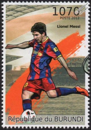 Lionel Messi (barcelona) Football Footballer / Sport Stamp (2012 Burundi)