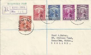 Sarawak 1934 Bw Issue On Registered Cover To Hounslow Uk Very Cover