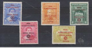 Ph045 Dominican Republic - Specimen 1935/40 5 Values Optd 
