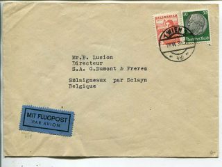 Austria And Germany Mixed On Air Mail Cover To Belgium 18.  7.  1938