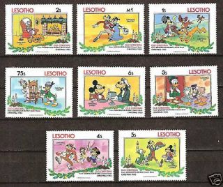 Lesotho 412 - 419 Mnh Disney Old Time Christmas1983 Mickey Goofy Donald