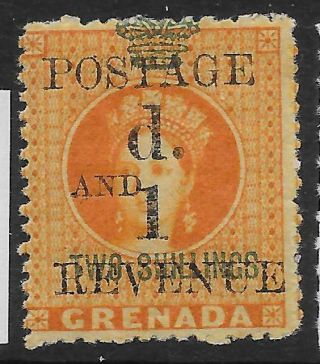 Grenada Sg44 1890 1d On 2/= Orange Mtd