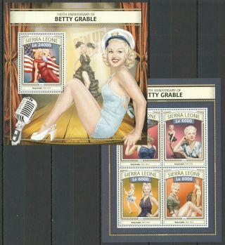 St478 2016 Sierra Leone Cinema Actress Betty Grable Kb,  Bl Mnh Stamps