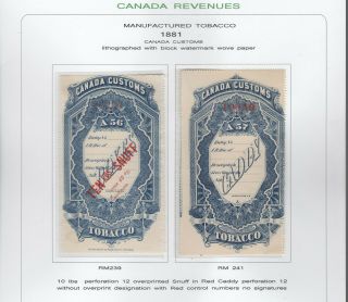 Canada Revenues Qv Manufactured Tobacco Rm239,  241