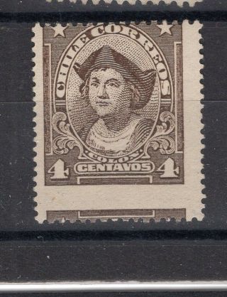 Chile 1915 Presidents 4c Colon Columbus Displaced Perforation Mlh
