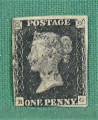 Gb Stamp Victoria 1840 1d Penny Black (b51)