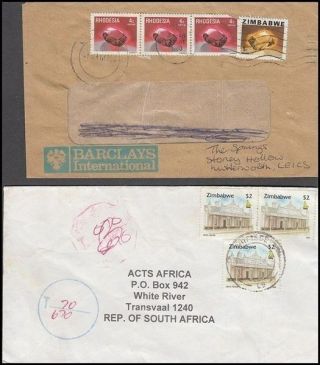 Zimbabwe 1980’s/2000’s Commercial Covers (x4) Short Paid (id:677/d46147)